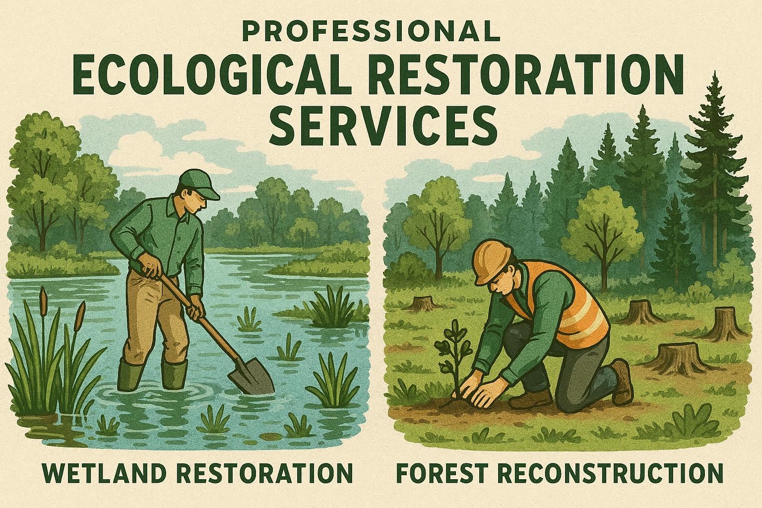 专业生态修复服务 - 湿地恢复与森林重建